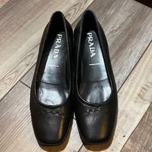 PRADA black leather ballet flats 36 1/2